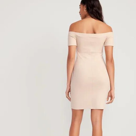 NWT Old Navy Fitted Off-The-Shoulder Rib-Knit Mini Dress for Women - Picture 2 of 6